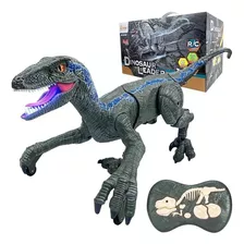 Dino Remoto Velociraptor Com Luz Led E Som - Realista