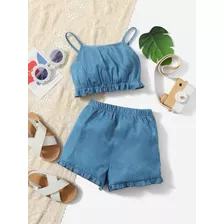 Conjunto Infantil Menina Blogueira Estilo Jeans