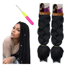 Kit 2 Cabelo Jumbo Jumbão Alinea 390gr Box Braids + Agulha