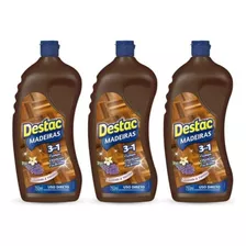 Kit 03 Un Limpa Piso Móveis Destac 3 Em 1 Madeira 750ml