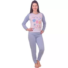 Pijama Feminino Inverno Adulto Longo De Frio Malha
