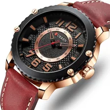 Relógio Masculino Original Curren Dourado Pulseira De Couro