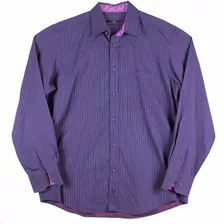 Camisa Bugatchi A Righe Viola Para Hombre Talla L