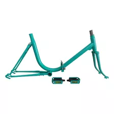 Cuadro Bici Plegable Verde Rodado 20 Pedales Y Cierre - Zwt