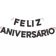 Faixa Decorativa - Feliz Aniversário Preta E V A Com Glitter