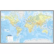 Mapa Planisferio Mundo En Lona 0.78 X 1.20