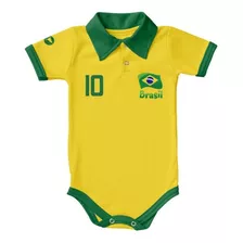 Body De Bebê Brasil Camisa Polo Oficial