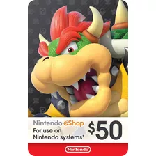 Cartão Nintendo Eshop Usa Switch 3ds Wii U Ecash $50 Dolares