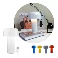 Lámpara Velador Led Recargable Usb Táctil Dimmer 21cm Hongo Color Blanco Color De La Estructura Blanco