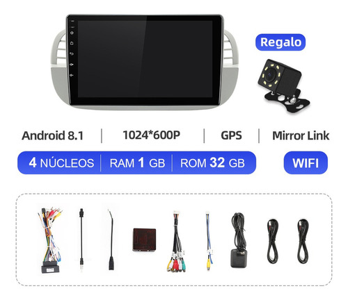 Auto Estreo 1+32g Plata Para Fiat 500 2007-2015 Gps Fm Wifi Foto 2