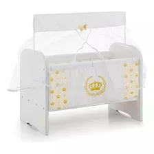 Berço Boneca Ninar Luxo Enxoval Coroa Dourada - Sonno Baby