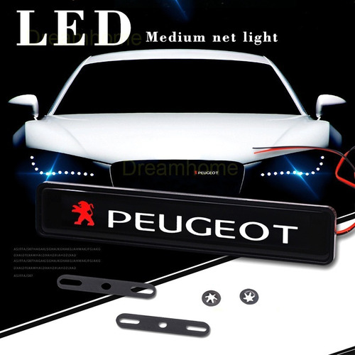 1 Pzs Luz Led Drl Para Parrilla Coche Emblema Luces Logo Peugeot 206 XLINE