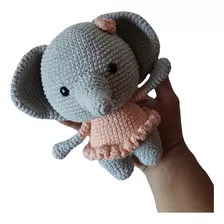 Muñeco Amigurumi Elefanta Con Vestido Tejido A Crochet