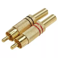 50 X Plug Rca 4mm Gold / Kit Com 10 Pçs 25-preto+25-vermelho