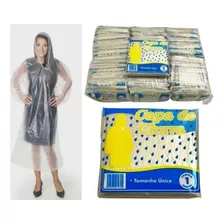 Capa De Chuva Plástica Descartável Transparente Kit 25 Peças