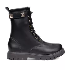 Bota Coturno Infantil Menina Tratorado Cano Alto Spike Moda