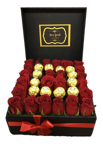 Caja De Rosas Y Chocolates  Envio De Flores Cdmx