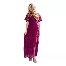 Maxi Vestidos Para Embarazadas Cuello En V Color Sólido
