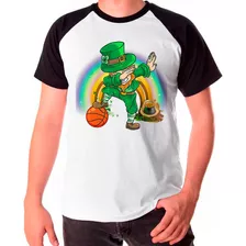 Camiseta Masculina Raglan Bco Patricks Day Basquete Gnomo