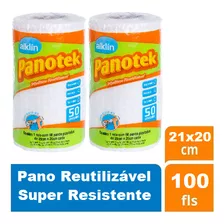 Kit 2 Rolos 100 Panos Multiuso Reutilizável Super Resistente