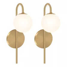 Kit 2 Arandela Parede Globo Vidro Dourado Retro Vintage 34cm 110v/220v