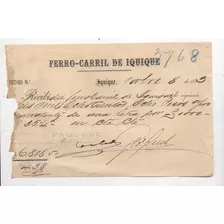 Letra De Pago Ferrocarril Iquique 1884 Antiguo