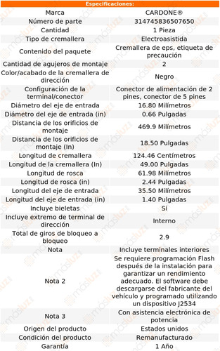 1- Cremallera Electroasistida Terrain L4 2.4l 10/12 Cardone Foto 4