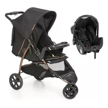 Carrinho Cross Trail Com Bebê Conforto Grid Preto -galzerano Cor Do Chassi Cobre