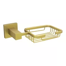 Saboneteira Para Banheiro Cesto Metal Quadrado Gold Fosco