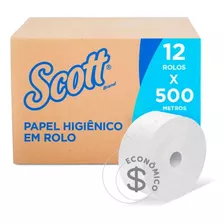 Papel Higiênico Rolo Scott 500 M - Caixa Com 12 Rolos