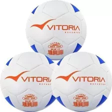 Kit 3 Bolas Futsal Vitoria Brx Max 100 Sub 11 (9 A 11 Anos) Cor Branco