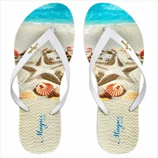 Chinelo Praia Feminino Conchas Na Areia, Magicc Bolsas (200)