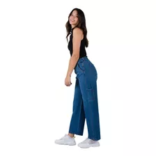 Jean Pantalon Mujer Recto Straight Wide Leg Rigido 