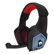 Fone De Ouvido Over-ear Gamer Infokit X Soldado Gh-x2000 Preto E Vermelho Com Luz Rgb Led