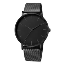 Reloj Hombre Negro Gris Acero Inoxidable Elegante