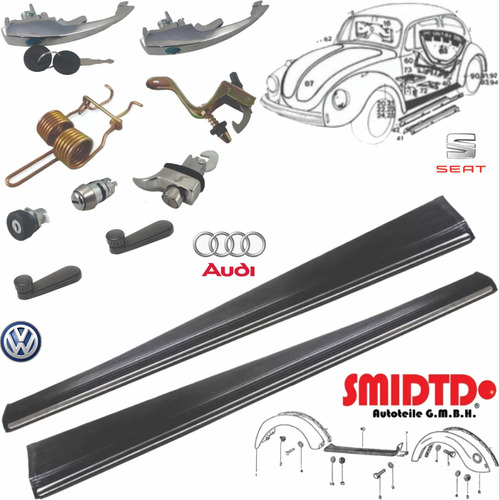 Kit Chapas Manijas Estribos Cilindr Vw Sedan 1.6 73-92 Vocho Foto 3