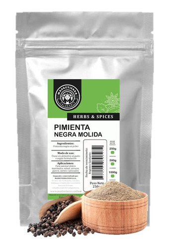 Pimienta Negra Molida X250g - g a $68