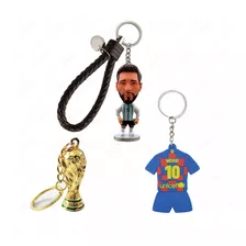 Llavero Futbol Figuras Messi + Camiseta + Trofeos World Cup