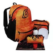 Kit Mochila Escolar Naruto Aldeia Da Folha Infantil Juvenil