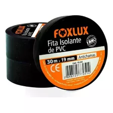 Fita Isolante Pvc Antichamas 30mx19mm C/ 10 Un. Preta Foxlux