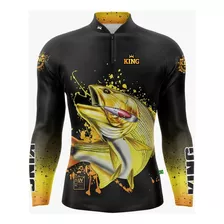 Camisa De Pesca King C/ Proteção Uv Manga Longa Dourado 