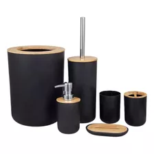 Set De Baño Juego De Accesorios Para Baño 6 Piezas Completo Color Negro Una Ganga