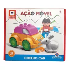 Blocos De Montar Ação Movel Coelho Car 10 Peças - Polibrinq