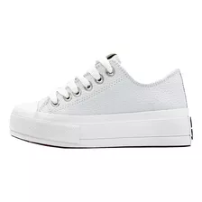 Zapatillas Clasica Blanca Urbana Ecocuero Plataforma Rave