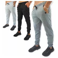 Kit 3 Calça Moletom Masculina E Feminina Algodão Ducam Lisa