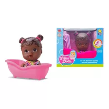 Boneca Bonequinha Little Dolls Bebê Negra Banho Banheira 