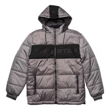 Jaqueta Puffer Gangster Reversível Plus Size Cinza/preto