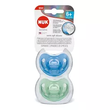 Kit 2 Chupetas Sensitive Soft 100% Silicone Azul/verde - Nuk