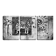 Quadro Canvas 55x110 Zebra Sobre Tela Abstrata