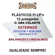 50 Plásticos Externos C/ Aba Adesiva Lateral Lp Disco Vinil